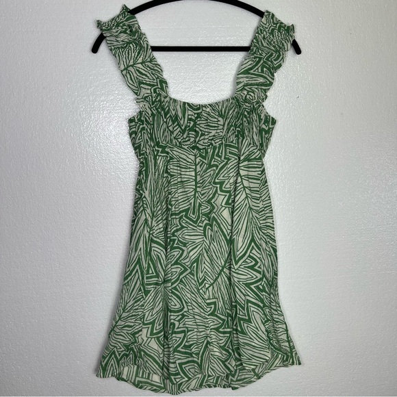 Blu Pepper leaf print mini dress sweetheart neckline ruched straps size S - Picture 6 of 6